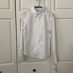 NWT Calvin Klein Non-Iron White Button Down Shirt Size 2